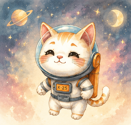 Chú mèo nhỏ trong bộ đồ phi hành gia